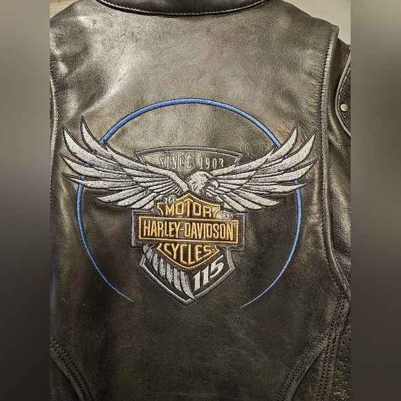 Rare Harley Davidson 115th Anniversary Women's M Leather Jacket - Picture 3 of 7